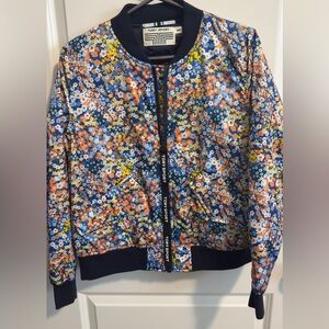 Tory Burch Floral Silk Bomber Jacket size Small NWOT.